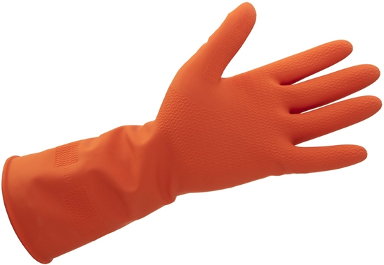 Picture of Daudzfunkcionali un izturigi dabiga lateksa cimdi oranzi L/9 izmers 31x11 5x0 5cm 8000303313434