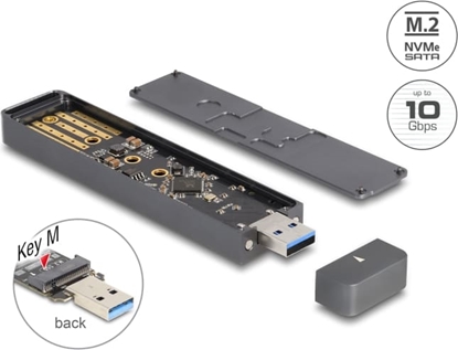 Picture of Delock External Enclosure for M.2 NVME PCIe SSD or SATA SSD with USB 10 Gbps Type-A male