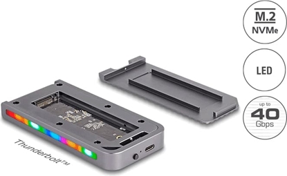 Attēls no Delock USB 40 Gbps Enclosure for 1 x M.2 NVMe SSD in Gaming Style with LED and Fan - tool free