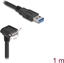 Picture of Delock USB 5 Gbps Cable USB Type-A male straight to USB Micro-B male 90° downwards angled with screw distance 18 mm 1 m black