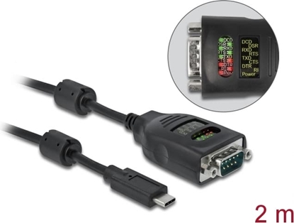 Attēls no Delock USB Type-C™ to Serial DB9 Adapter with 9 LED RS-232 Tester