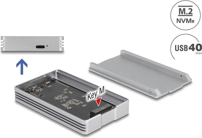 Attēls no Delock USB4™ 40 Gbps Enclosure for 1 x M.2 NVMe SSD - tool free