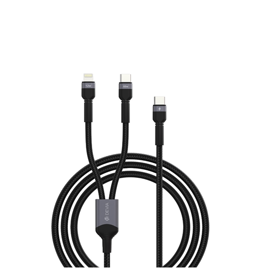 Picture of Devia 2in1 cable Extreme EC648  USB-C + USB-C - Li