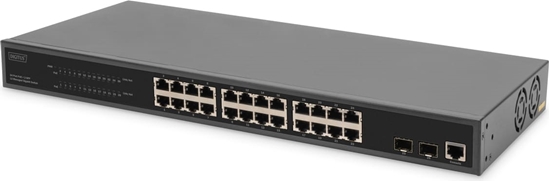 Picture of Digitus 24-Port Gigabit PoE Networkswitch,19 Zoll, L2 managed,2 Uplink Ports, SFP, 430 W, af/at