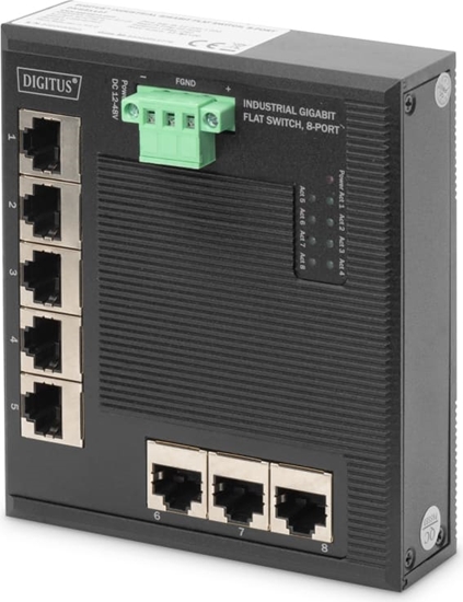Picture of Digitus 8 Port Gigabit Ethernet Network Switch, Flat, Industrial, Unmanaged