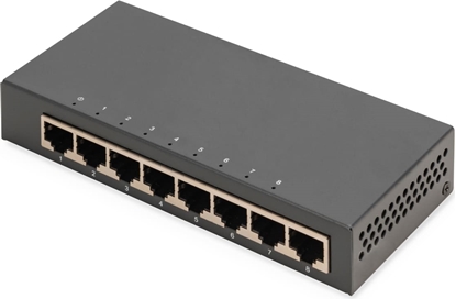Изображение Digitus 8-port Gigabit switch, desktop, unmanaged, metal housing
