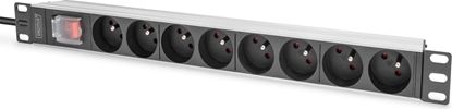 Picture of Digitus Socket strip with aluminum profile and switch, 8-way CEE 7/5, 2 m cable safety plug with grounding contact