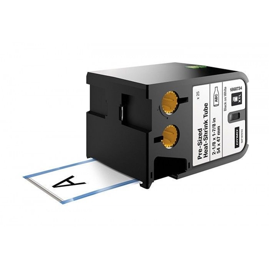 Picture of Dymo 1868734 Pre-Sized Heat-Shrink Tube, 54mm x 47mm, Black on White, XTL Series