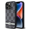 Picture of DKNY DKNY Leather Checkered Mono Pattern & Printed Stripes iPhone 14 Pro Case - Black
