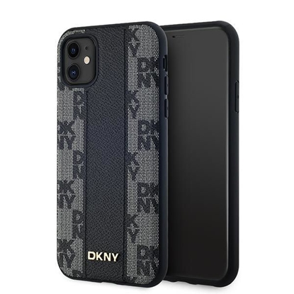 Attēls no DKNY DKNY Leather Checkered Mono Pattern MagSafe Case for iPhone 11 / Xr - Black