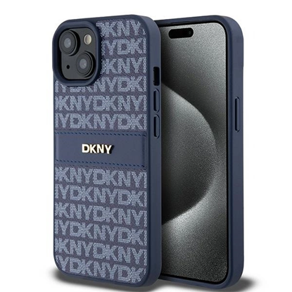 Attēls no DKNY DKNY Leather Mono Stripe & Metal Logo case for iPhone 15 / 14 / 13 - blue