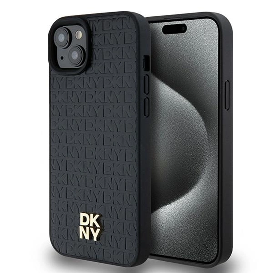 Picture of DKNY DKNY Leather Pattern Metal Logo MagSafe Case for iPhone 15/14/13 - Black