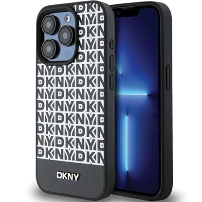 Attēls no DKNY DKNY Leather Printed Pattern Metal Logo MagSafe Case for iPhone 15 Pro - Black