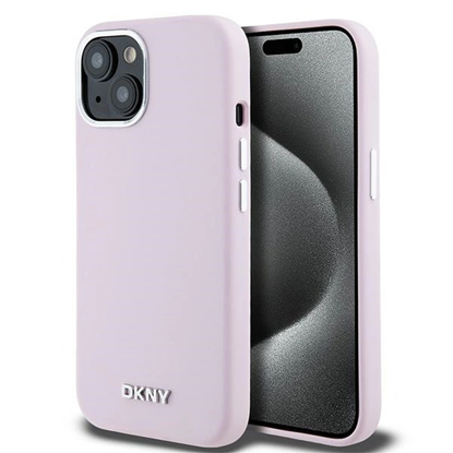 Attēls no DKNY DKNY Liquid Silicone Small Metal Logo MagSafe Case for iPhone 15 Plus / 14 Plus - Pink