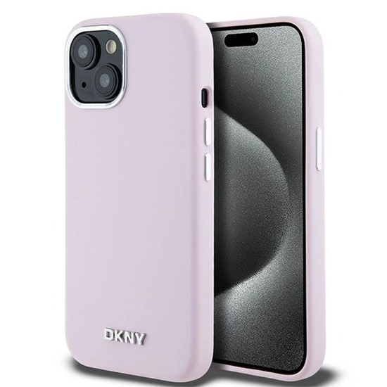 Picture of DKNY DKNY Liquid Silicone Small Metal Logo MagSafe Case for iPhone 15 Plus / 14 Plus - Pink