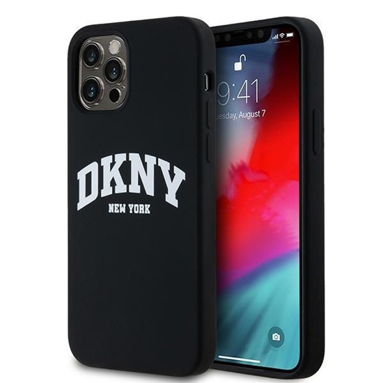 Picture of DKNY DKNY Liquid Silicone White Printed Logo MagSafe Case for iPhone 12/12 Pro - Black
