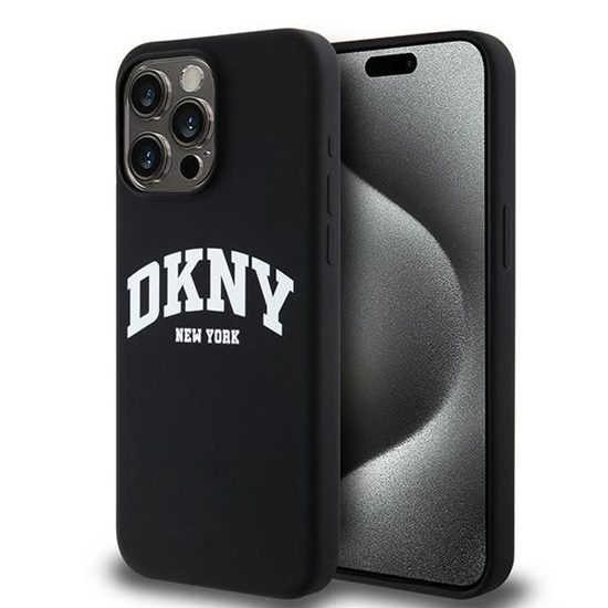 Picture of DKNY DKNY Liquid Silicone White Printed Logo MagSafe iPhone 14 Pro Max Case - Black