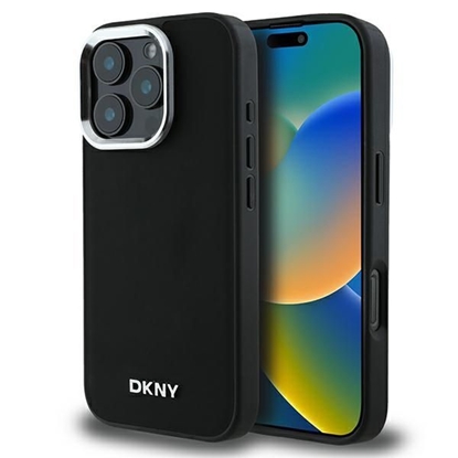 Attēls no DKNY DKNY Plain Silver Logo MagSafe iPhone 16 Pro Case - Black