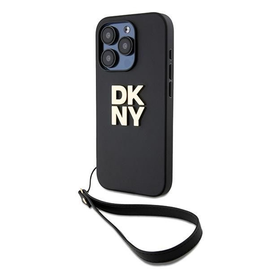 Picture of DKNY DKNY Wrist Strap Stock Logo case for iPhone 15 Pro - black