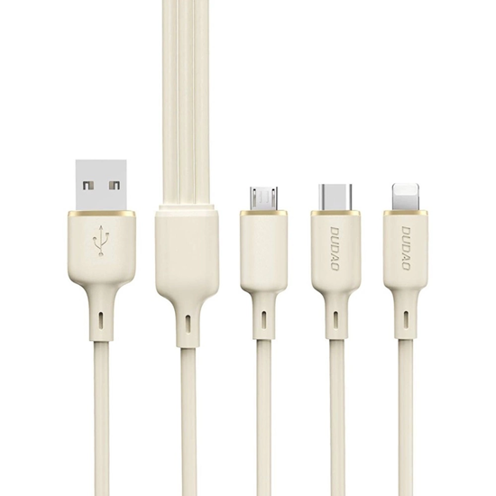Picture of Dudao Dudao L7SE 3in1 USB-A - 2x USB-C / Lightning 66W Cable 1.2m - beige