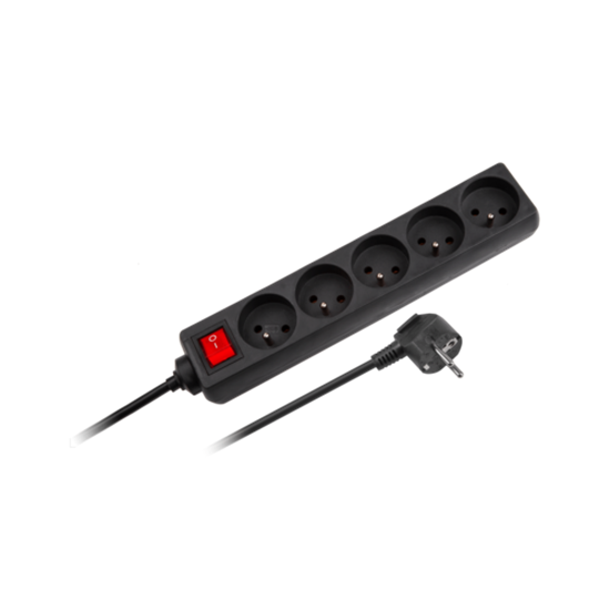 Изображение Elektrības Pagarinātājs 5 kontaktligzdas ar slēdzi 3m | 3x1.5 mm Melns