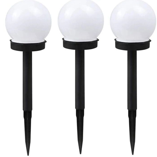 Picture of Elight Garden Solar Globe Light Set 3pcs 10cm Cold White LED with Dusk Sensor Waterproof Black