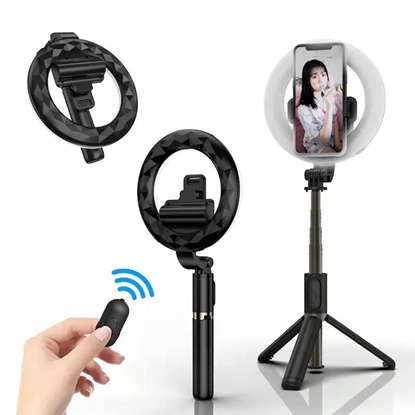 Picture of Elight L07 Professional Selfie Stick (length max 90cm) with Ring LED Light / Tripod / Shutter button
