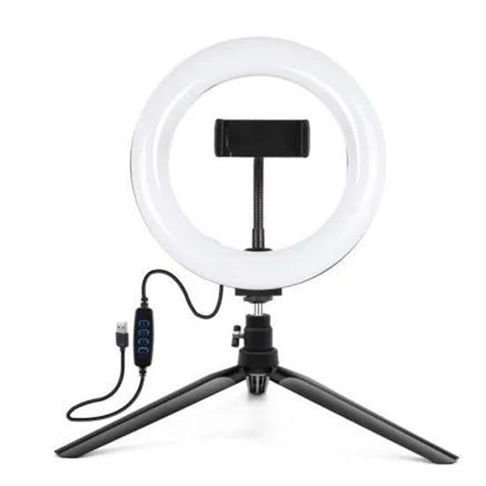 Изображение Elight ST6-5 16cm 10W LED Light Ring with Phone holder + 0.5m Metal Tripod stand + BT remote Black