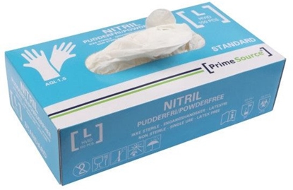 Изображение Engangshandske Prime Source STANDARD str. L uden pudder Nitril AQL 1.5 hvid - (100 stk.)