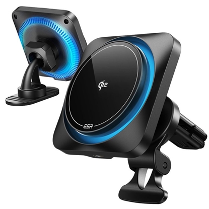 Attēls no ESR ESR Halolock CryoBoost MagSafe Inductive Charger Holder for Dashboard and Air Vent with Qi 2 15W - Black