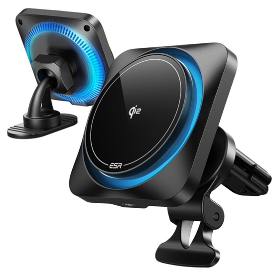 Picture of ESR ESR Halolock CryoBoost MagSafe Inductive Charger Holder for Dashboard and Air Vent with Qi 2 15W - Black