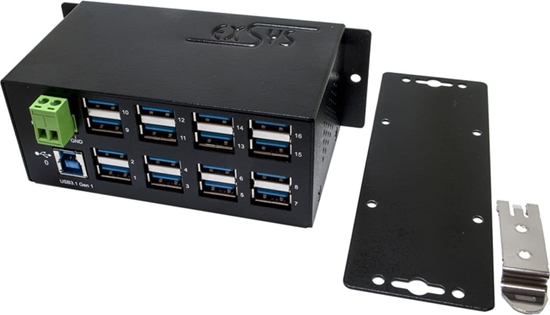 Picture of Exsys EX-1113HMS 16 port USB 3.0/3.1(Gen1) HUB Din-Rail-Kit 15KV ESD Überspannungs-Schutz