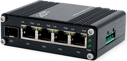 Attēls no Exsys EX-62020PoE 4-Port Industrie Ethernet Switch, PoE 1-Port 100/1000Fx SFP