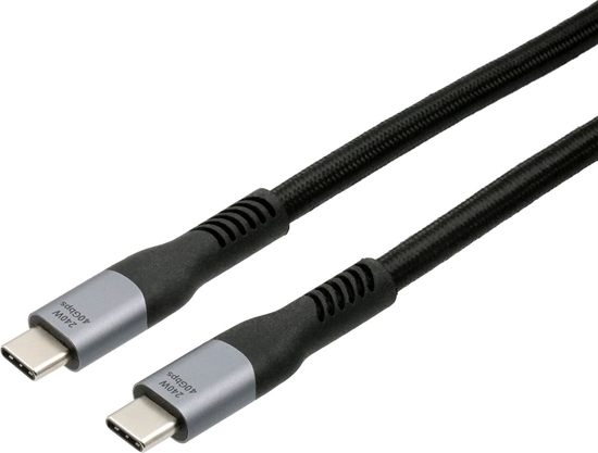 Picture of Exsys EX-K1598-1.0 USB4.0 Kabel USB-C Stecker 1m 40Gbit/s 5A 240W schwarz Gewebe, 40Gbit/s, 240W, schwarz, 1 m