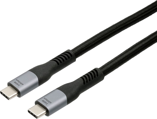 Picture of Exsys EX-K1598-2.0 USB4.0 Kabel USB-C Stecker 2m 40Gbit/s 5A 240W schwarz Gewebe, 40Gbit/s, 240W, schwarz, 2 m