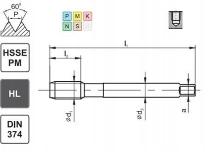 Изображение Fanar GWINTOWNIK M12x1,25 DIN-374C R45 (6H) HSSE-PM HL MASTERTAP