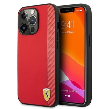 Picture of Ferrari Ferrari FESAXHCP13XRE iPhone 13 Pro Max 6.7" red/red hardcase On Track Carbon Stripe
