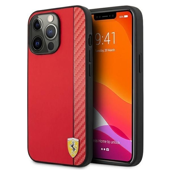 Picture of Ferrari Ferrari FESAXHCP13XRE iPhone 13 Pro Max 6.7" red/red hardcase On Track Carbon Stripe