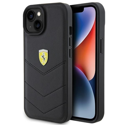Picture of Ferrari Ferrari Quilted Metal Logo case for iPhone 15 - black