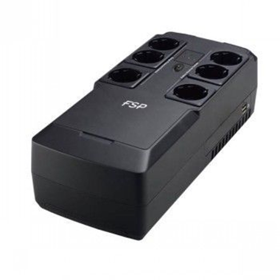 Изображение FSP NANOFIT 600 600VA/360W,WITH USB POWER, LED, INPUT/VOLTAGE RANGE: 180-270VAC, INPUT FREQUENZ 60/50 HZ, 1*12V/4.5AH, 6*SCHUKO