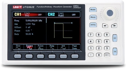 Attēls no Funkcinis ir laisvos formos signalu generatorius, 60MHz; 2 kanalai, 14bit, 200 MSa/s, LCD TFT 4,3"; UNI-T