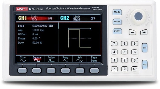 Picture of Funkcinis ir laisvos formos signalu generatorius, 60MHz; 2 kanalai, 14bit, 200 MSa/s, LCD TFT 4,3"; UNI-T