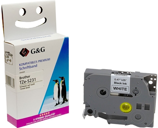 Изображение G&G Schriftband 12mm x 8m sw-ws Komp. m. Brother TZe-S231