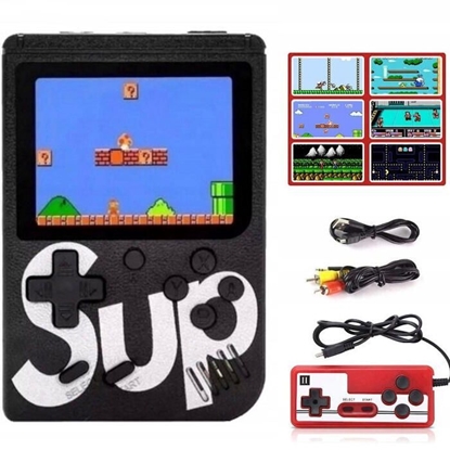 Attēls no GameBox R2 8bit Portable Retro Game console with 400 games 3'' LCD with 1x Controler TV RCA cable Black