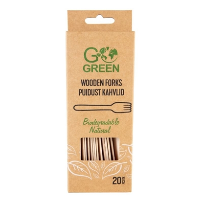 Attēls no GoGreen 1900960 wooden forks 20pcs