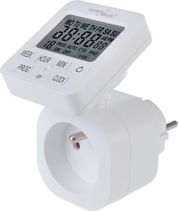 Attēls no GreenBlue Wcznik czasowy - timer cyfrowy GreenBlue,  max. obcienie 16A, IP20, GB605 E