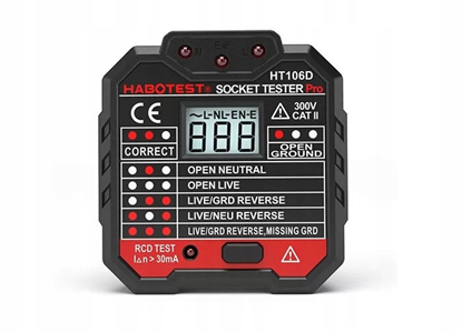 Изображение Habotest Tester gniazd z wywietlaczem cyfrowym Habotest HT106D