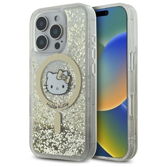 Picture of Hello Kitty Hello Kitty HKHMP16LLGDIH iPhone 16 Pro 6.3" white gold hardcase Liquid Glitter Fever MagSafe