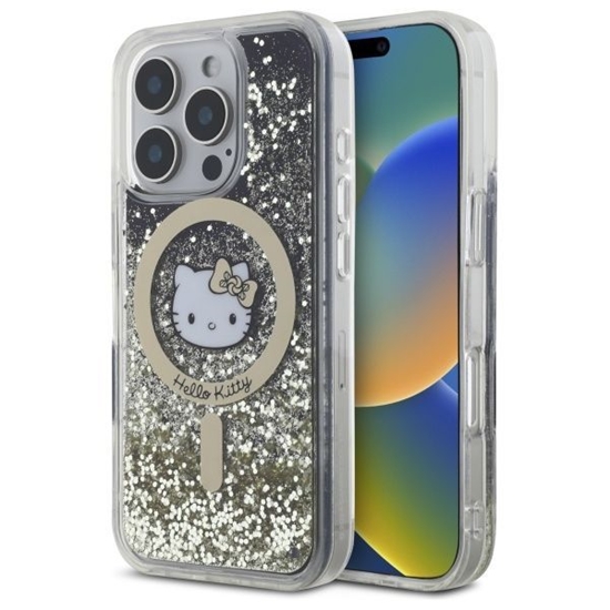 Picture of Hello Kitty Hello Kitty HKHMP16XLGDIK iPhone 16 Pro Max 6.9" black gold hardcase Liquid Glitter Fever MagSafe