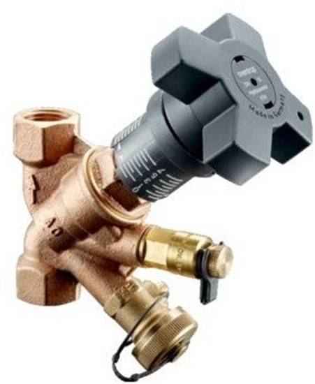 Изображение Hydrocontrol VTR, zawór równowacy, DN 15, 1/2GW, brz, z zaworem pomiarowym i zaworem kulowym